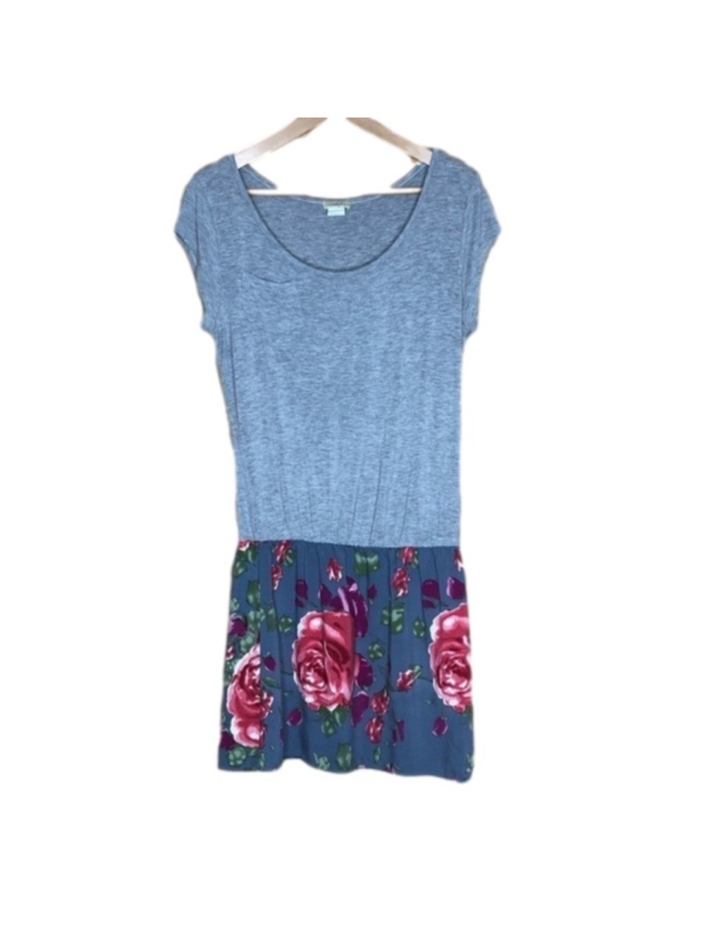 Nicolette scoop neck cap sleeve dropped waist floral skirt dress size medium